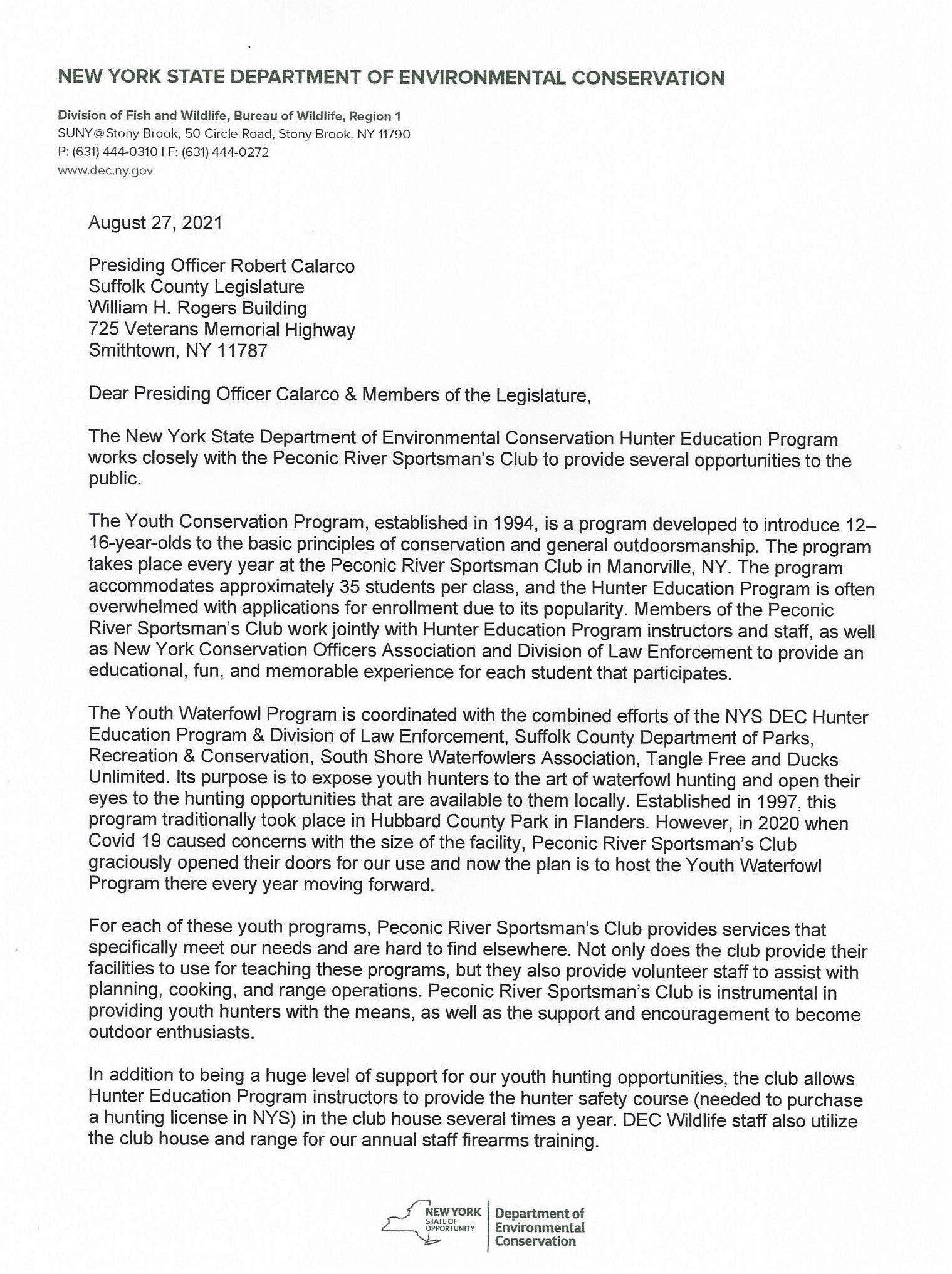 New York State DEC Aug 2021