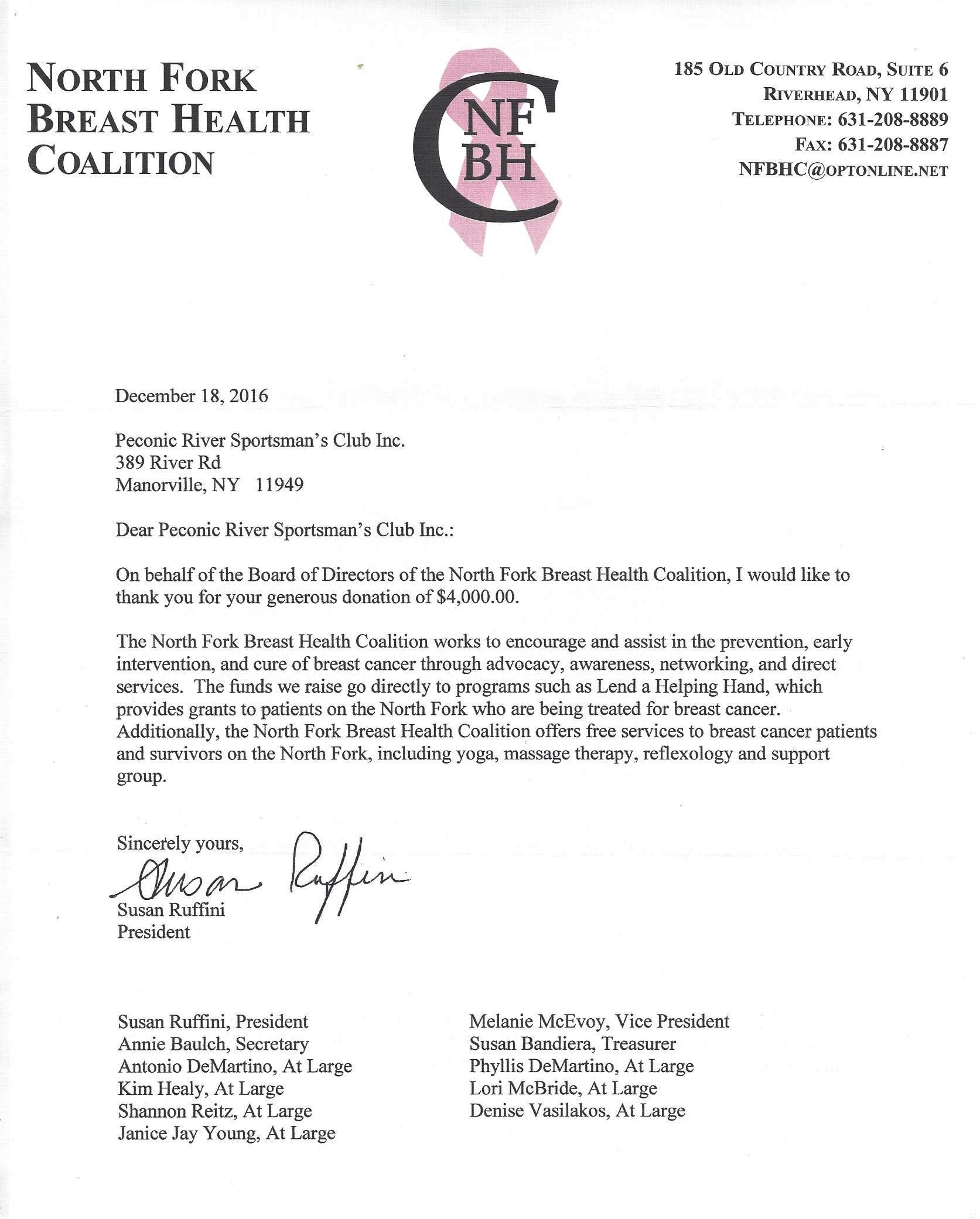 North Fork Breast Health Coalition 2016