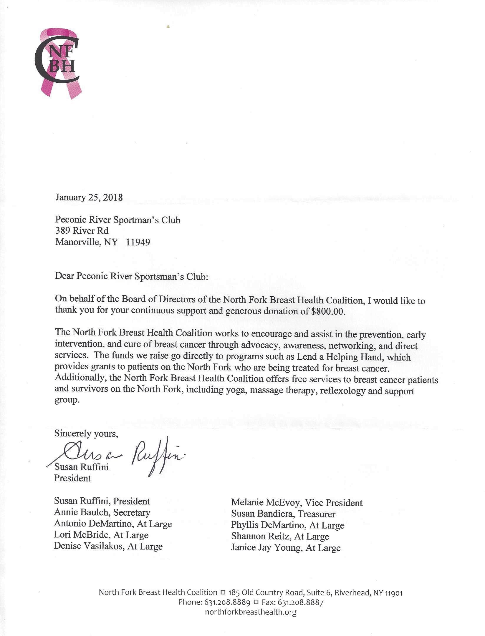 North Fork Breast Health Coalition 2018