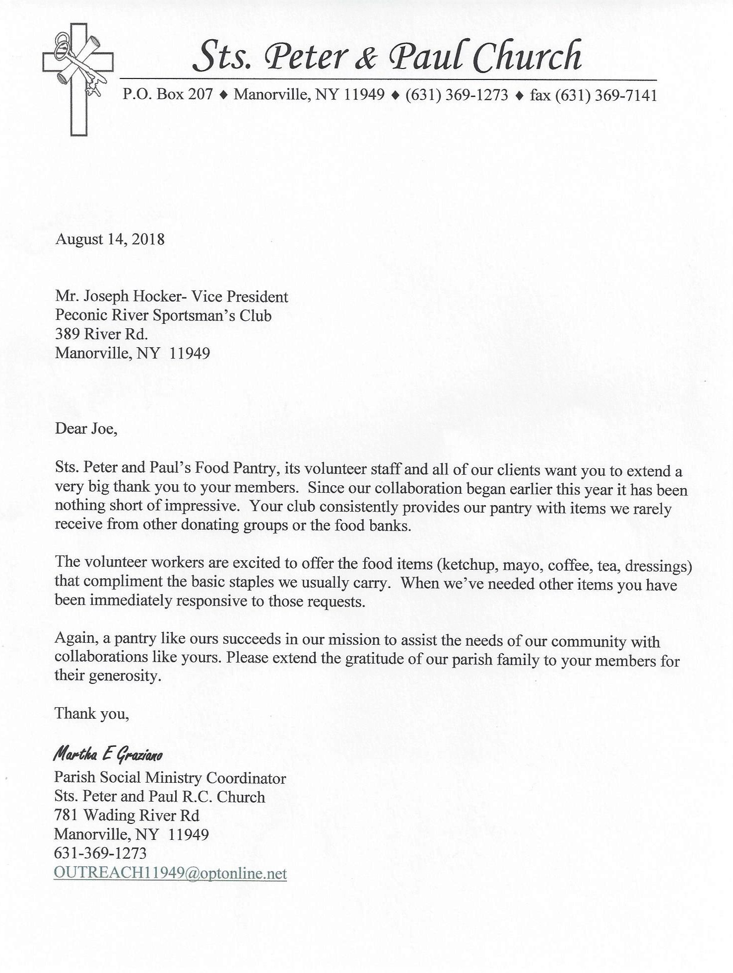 Saint Peter & Paul Food Bank (Manorville) 2018