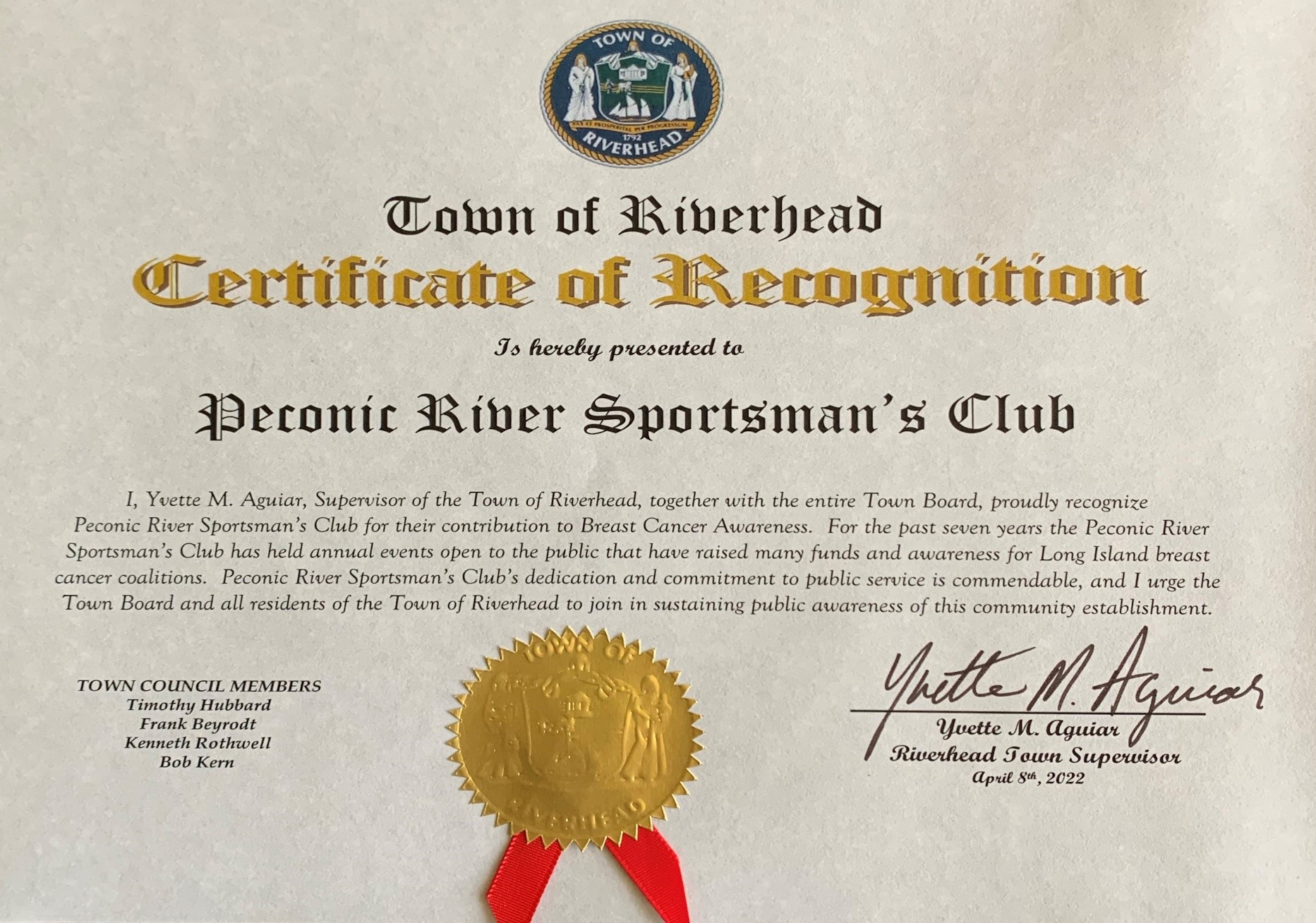 Town of Riverhead April 2022 Peconic River Sportsman's Club